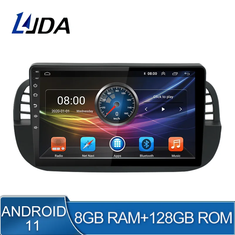 

LJDA Android 11 Car Multimedia Player For FIAT 500 WIFI Stereo Steering Wheel Control GPS Navigation 1 Din Car Radio DSP Carplay