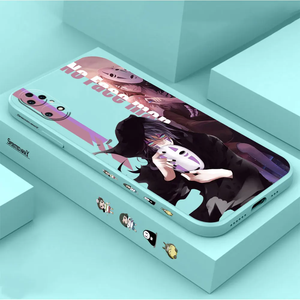 Spirited Away No Face Man Phone Case For Huawei P60 P50 P40 P30 P20 Mate 50 40 30 20 20X 10 Colour Liquid Silicone Cover Funda