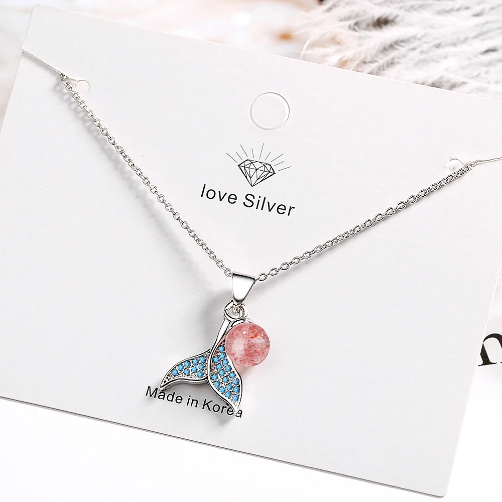 

Ocean Design 925 Sterling Silver Zircon Mermaid Charm Pendant Choker Necklace For Girl Women Statement Wedding Jewelry