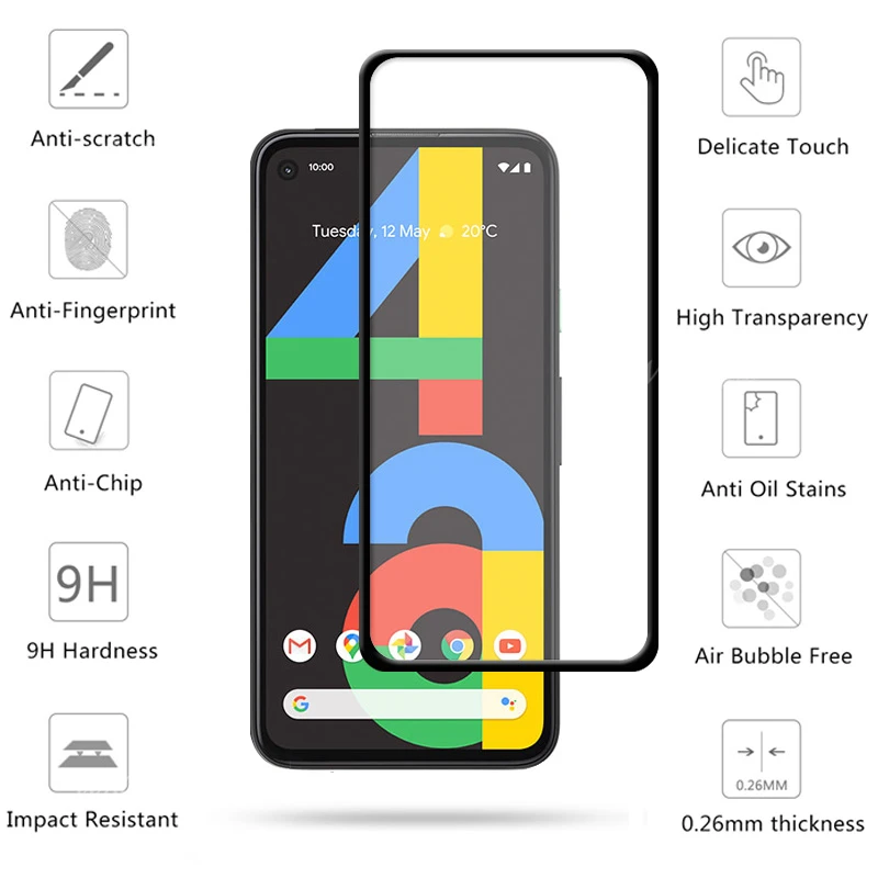 

para Google Pixel 4a vidrio vidrio templado pegamento completo Protector de pantalla HD para Google Pixel 4a Cristal de lente