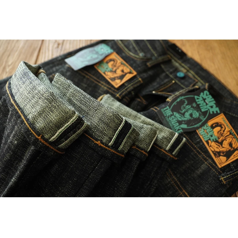 Фото Мужские джинсы Sauce Zhan, джинсы Sanforized Selvedge, ограниченная серия, двустороннее окрашивание, размер 66, 20 унций №1
