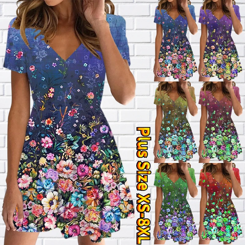 

Женское облегающее платье до колен, модное Привлекательное платье с V-образным вырезом, платье с коротким рукавом и принтом, Новинка лета 2023