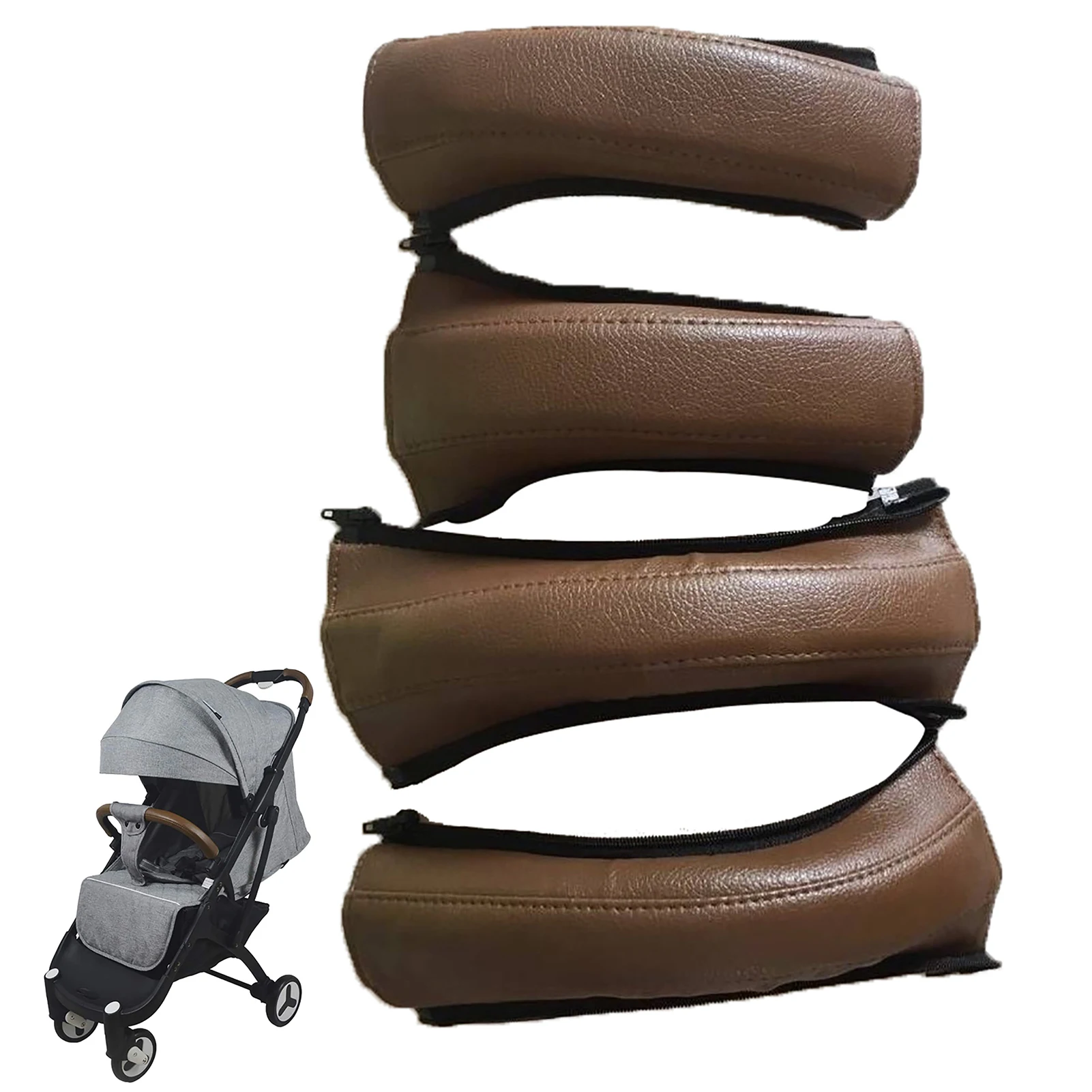 

Stroller Leather Cover Dust-proof PU Leather Stroller Accessories With Zipped Closure Anti-Dirty Pushchair Stroller Handle