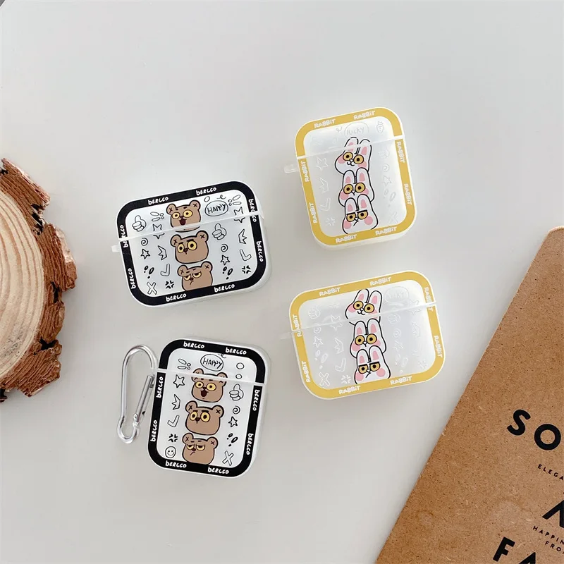 

Personality Bear Rabbit AirPods 3 Case Apple AirPods 2 Case Cover AirPods Pro Case IPhone Earphone Accessories Air Pod Case