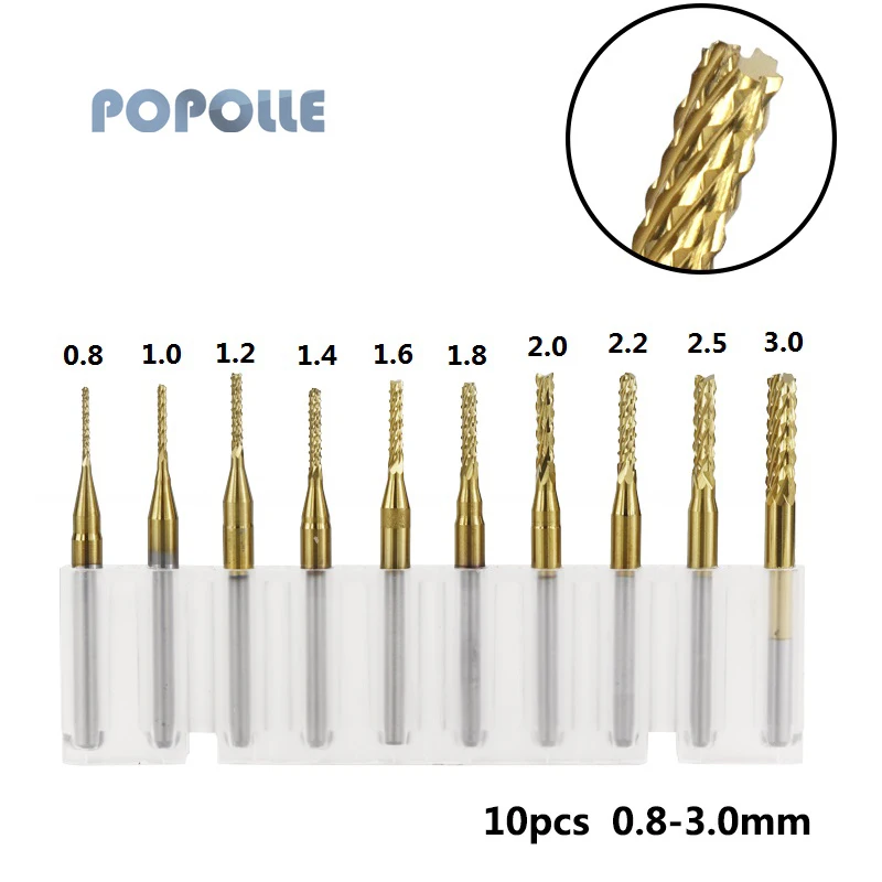 Tungsten Steel Engraving Machine Knife PCB Milling Cutter Circuit Board Hole Coarse Corn Plated Milling Cutter 10pcs