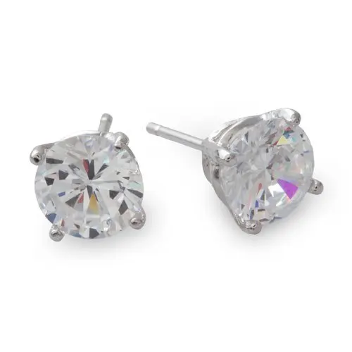 

Круглые серьги-гвоздики из белого золота CZ 10kt, 8 мм