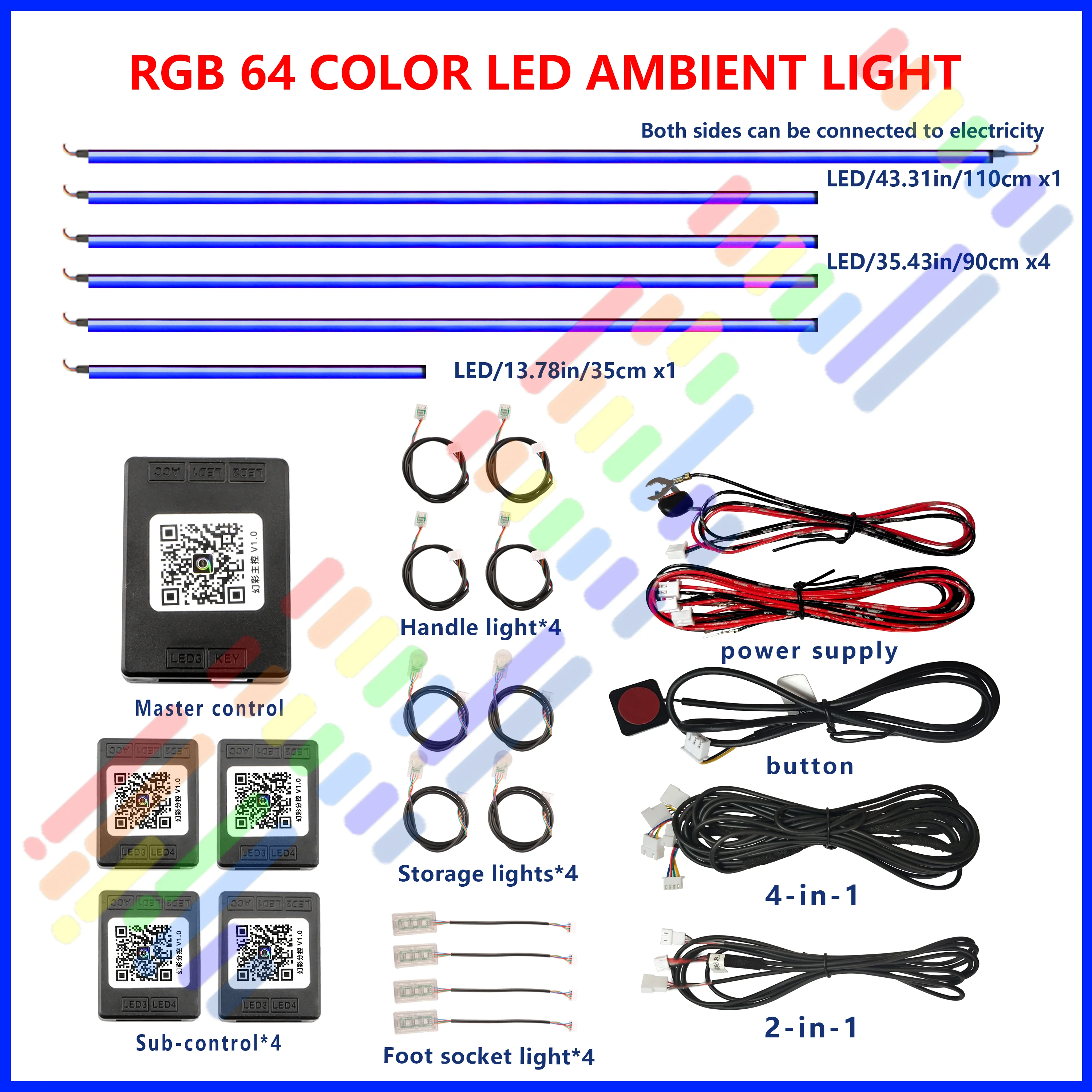 Фото Для BMW 2 серии G42 U06: Неоновые LED-лампы, 64 RGB, синхронизированные с музыкой, атмосферная подсветка для автомобиля №5