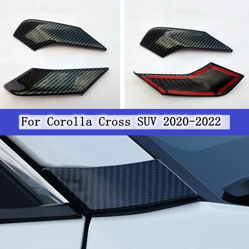 

Для Toyota Corolla Cross SUV A-pillar Trim Strip Front Triangular Window ABS Carbon Fiber Black Styling Accessories 2021 2022