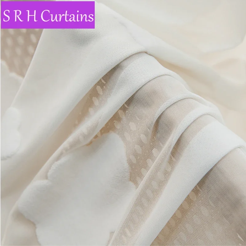 Прозрачные тюлевые шторы с вышивкой в скандинавском стиле белыми облаками для