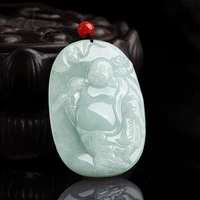 hot selling natural handcarve jade maitreya buddha necklace pendant fashion jewelry accessories men women luck gifts