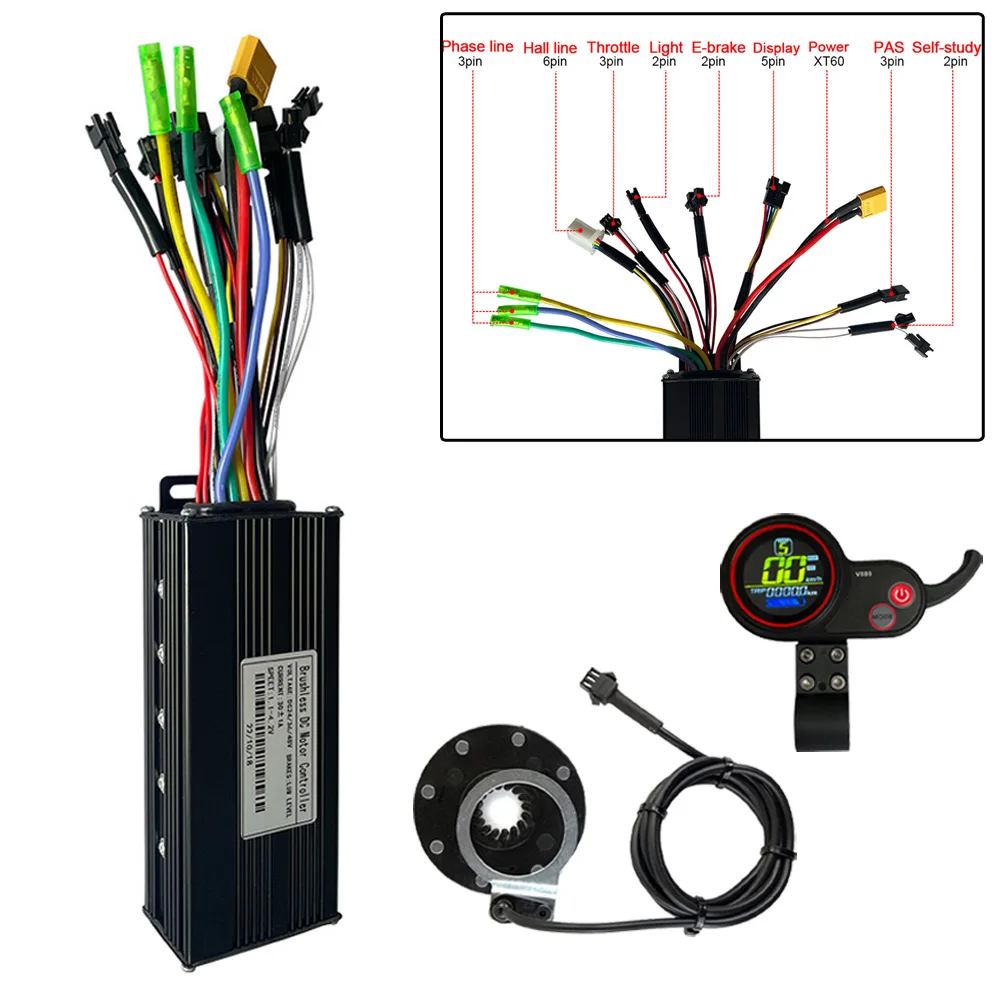 

24/36V/48V 750/1000W Controller 30A V889 Color Screen Booster Three-mode Sine Wave Lithium Battery Modification Controller Set