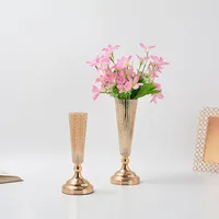 Gold/ Silver Glass Vases Candle Rack Stand Holders Wedding Decor Road Lead Floral Bouquet Party Props Table Centerpiece Pillar
