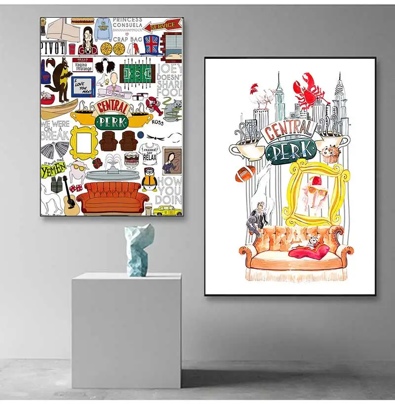 Central Perk акварельная живопись на холсте друг сублимационные дизайны картина