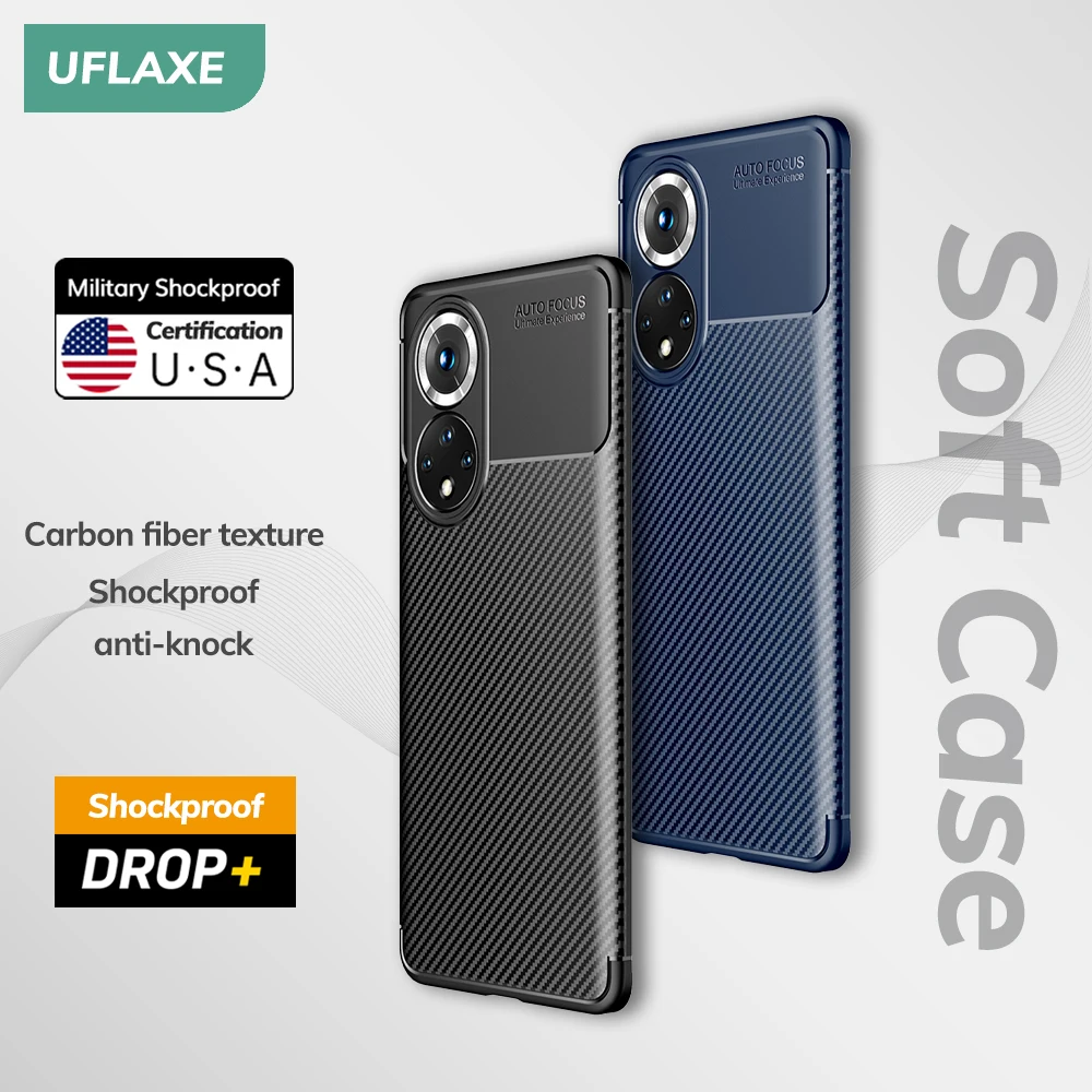 UFLAXE Original Shockproof Soft Silicone Case for Honor 50 Pro SE Honor 50 Lite Carbon Fiber Back Cover Casing