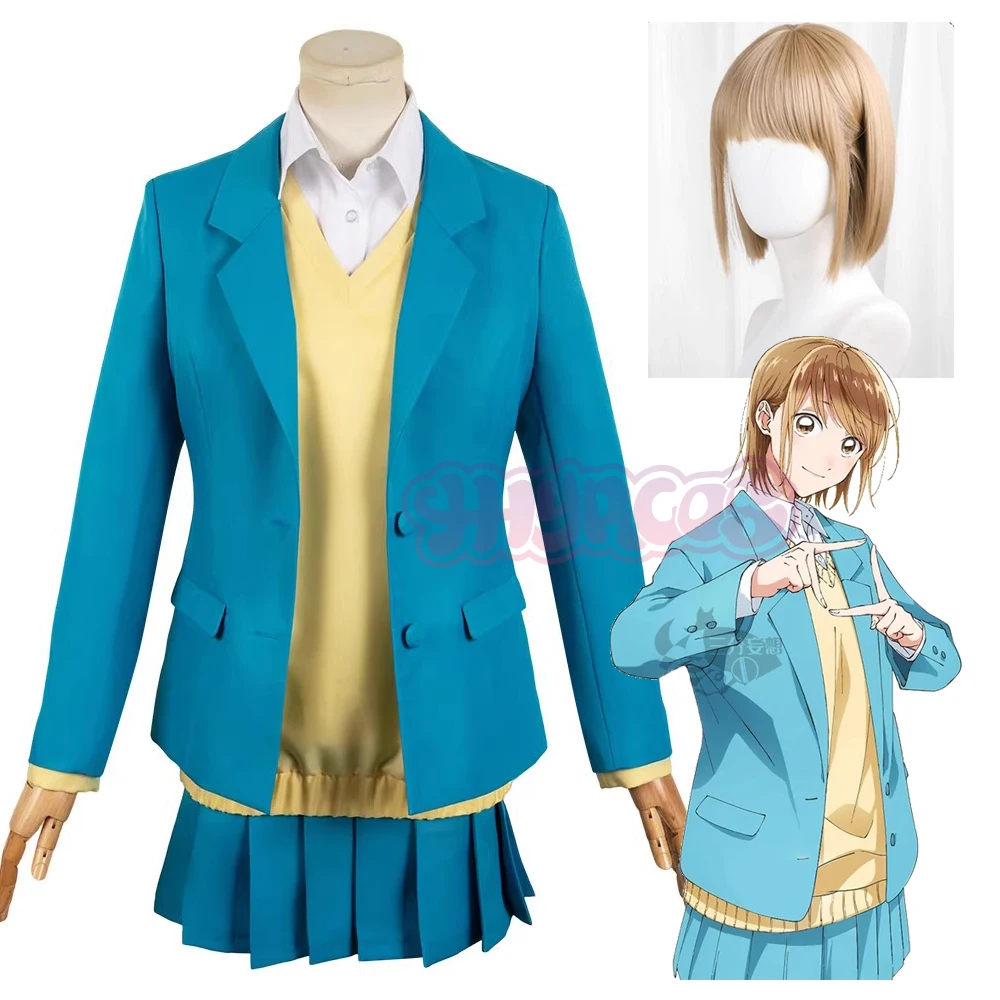 Синяя коробка Chinatsu Kano Косплей Костюм Парик Школьная форма Юбка Ao No Hako Hina Chono