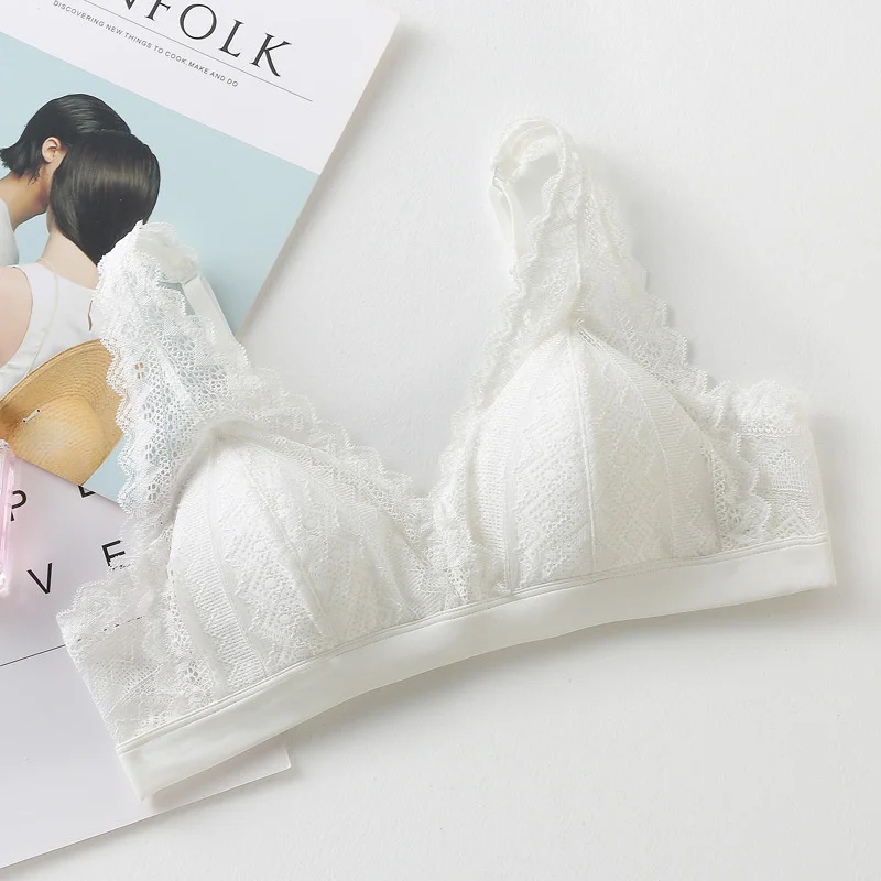 

[]Sexy Lace Bra New Silk French Triangle Cup Bra Thin Bra