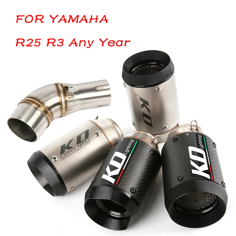 Slip On 51MM FOR YAMAHA R25 R3 Any Year Motorcycle Exhaust Pipe Escape Muffler Mid Link Pipe Connect Tuber Without DB Killer