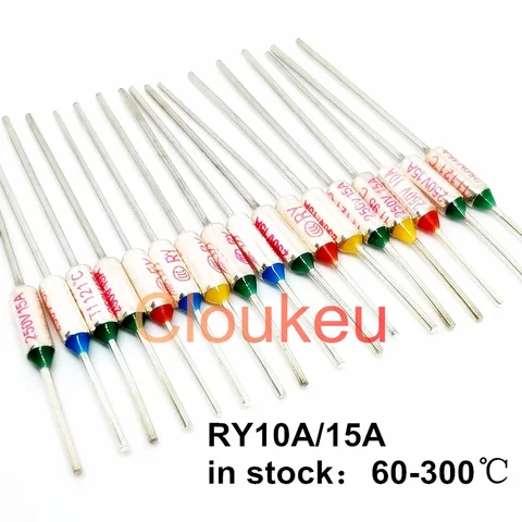 RY/Tf 10A/15A250V металлический температурный предохранитель 60/65/70/72/73/75/77/80/84/85/90/92/93/94/95/96/99/100/105/110/113/115C