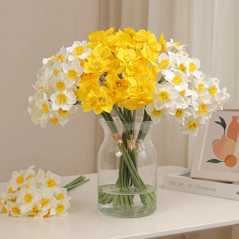 

6Pcs/bunch Fake Flowers Narcissus Decoration Floral Wreath Home Decoration Bouquet Daffodil Living Room Artificial Plant