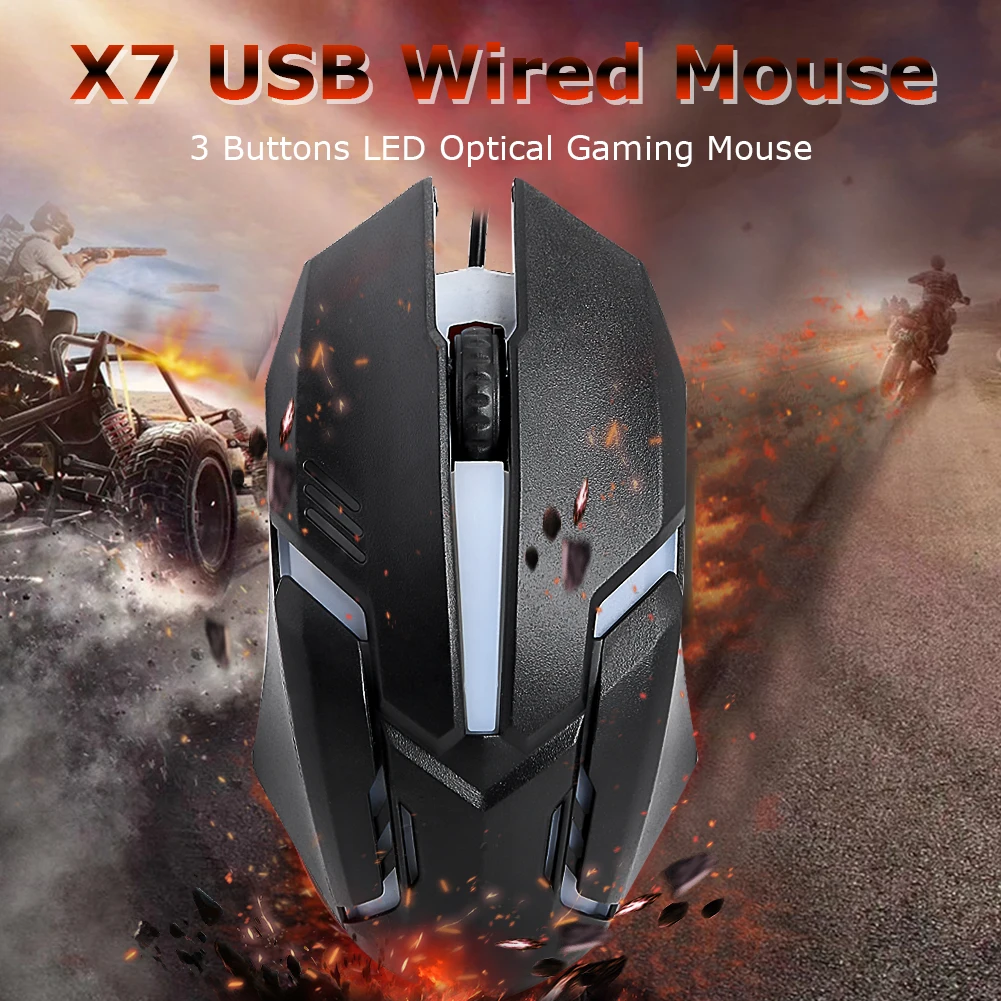 

1200DPI RGB Wired Mouse Durable 3 Buttons Optical USB Lightweight Gaming Mice Small Universal Computer Peripherals