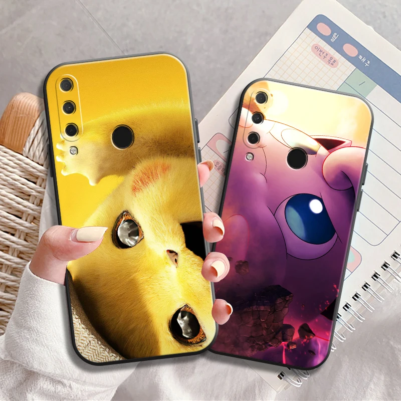 

Japan Anime Pokémon Phone Case For HUAWEI Honor 8X 9X 9 Lite 9A Liquid Silicon Protective Carcasa Coque Smartphone Soft Shell