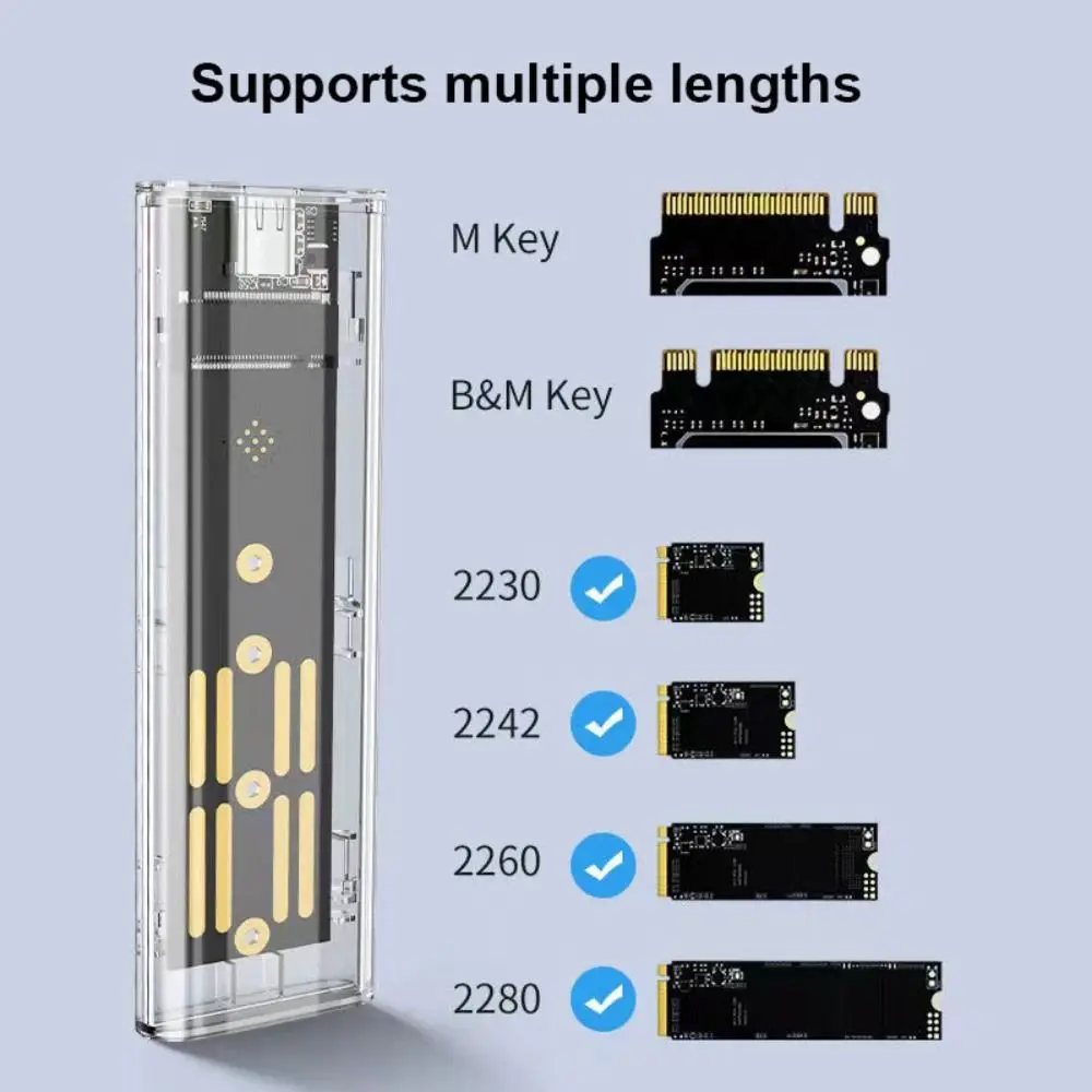 Прозрачный M.2 SSD-бокс NVME NGFF M2 для ноутбука