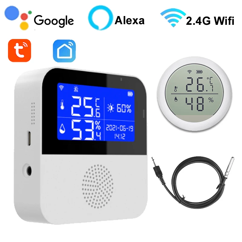 Tuya Temperature Sensor And Humidity Sensor Smart WIFI Indoor Outdoor Hygrometer Thermometer Smartlife Alexa Google Assistant