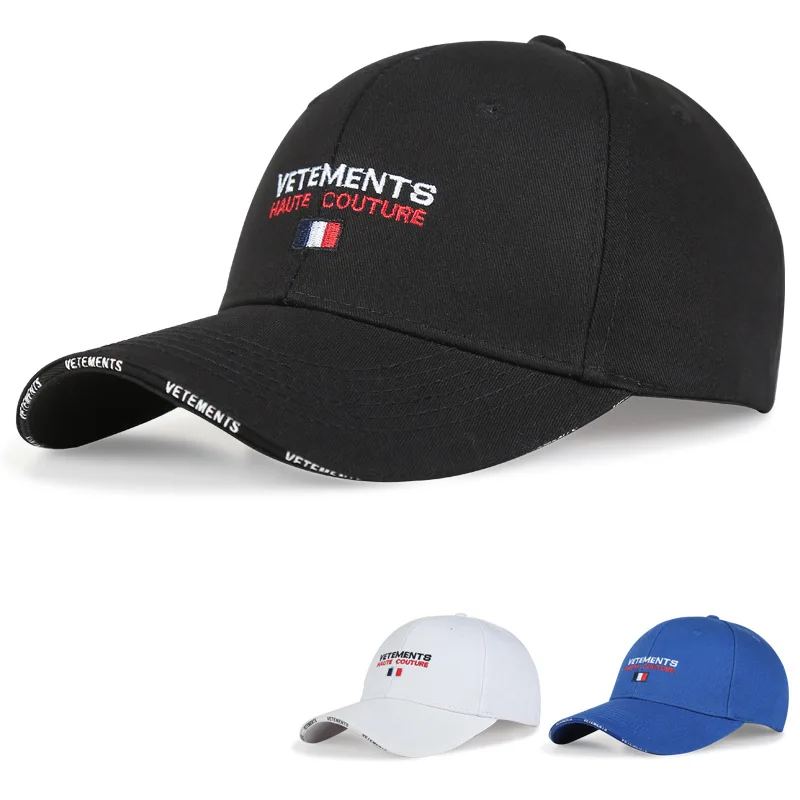 

Vetements Black Caps 2022 Men Women Embroidery Logo Classic Vetements Hats Inside Brim White Logo VTM Visors High Quality Cap