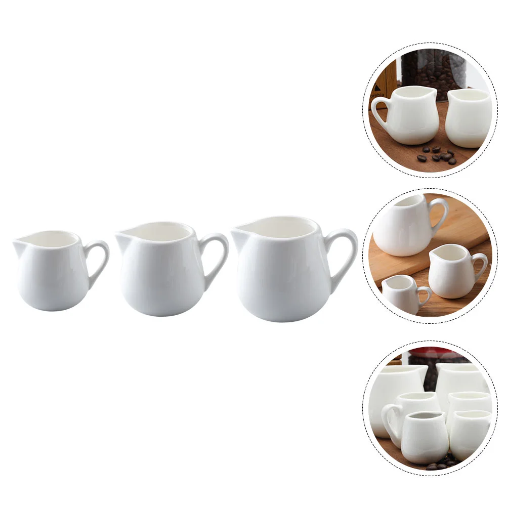 

3Pcs Ceramic Jugs Kitchen Sauce Cups Breakfast Cups Sauce Jugs