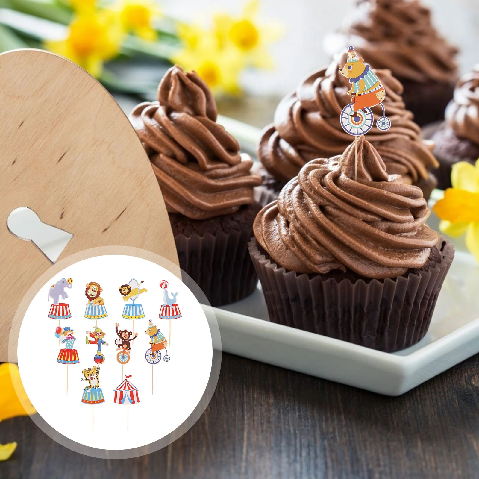 

Circus Cake Picks Decoration Party Favors Cupcake Baby Shower Topper Dessert Theme Birthday Clown