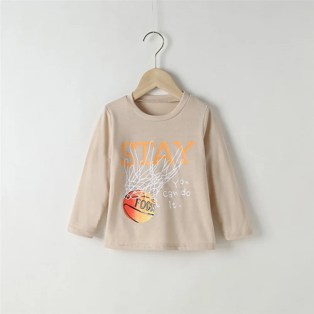 

2-7 Years KIds Boy Top Stay Football Print Long Sleeve Sport Casual T-shirt Top