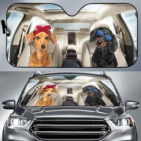 dachshund driving headband and eyeglasses dog couple car sunshade gift for dachshund mom dog lover car windshield durable auto