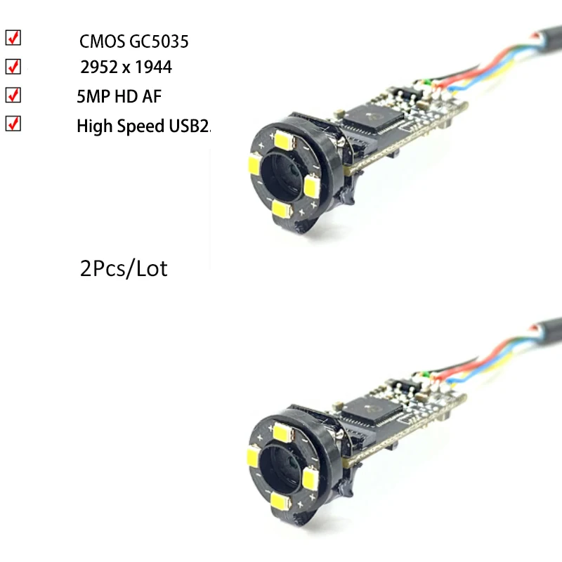 

2Pcs/Lot 5MP HD CMOS GC5035 AF 76.9° 30FPS Endoscope USB Camera Module With 11MM Diameter LED for Industrial Inspection