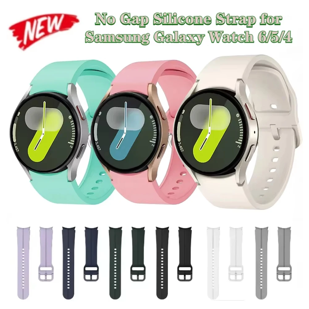 Фото Силиконовый спортивный ремешок без зазоров для Samsung Galaxy Watch 7, 6, 5, 4/5 Pro 40/44/45 мм, удобный ремешок для Watch 6, 4 Classic 47 мм, 46 мм №1