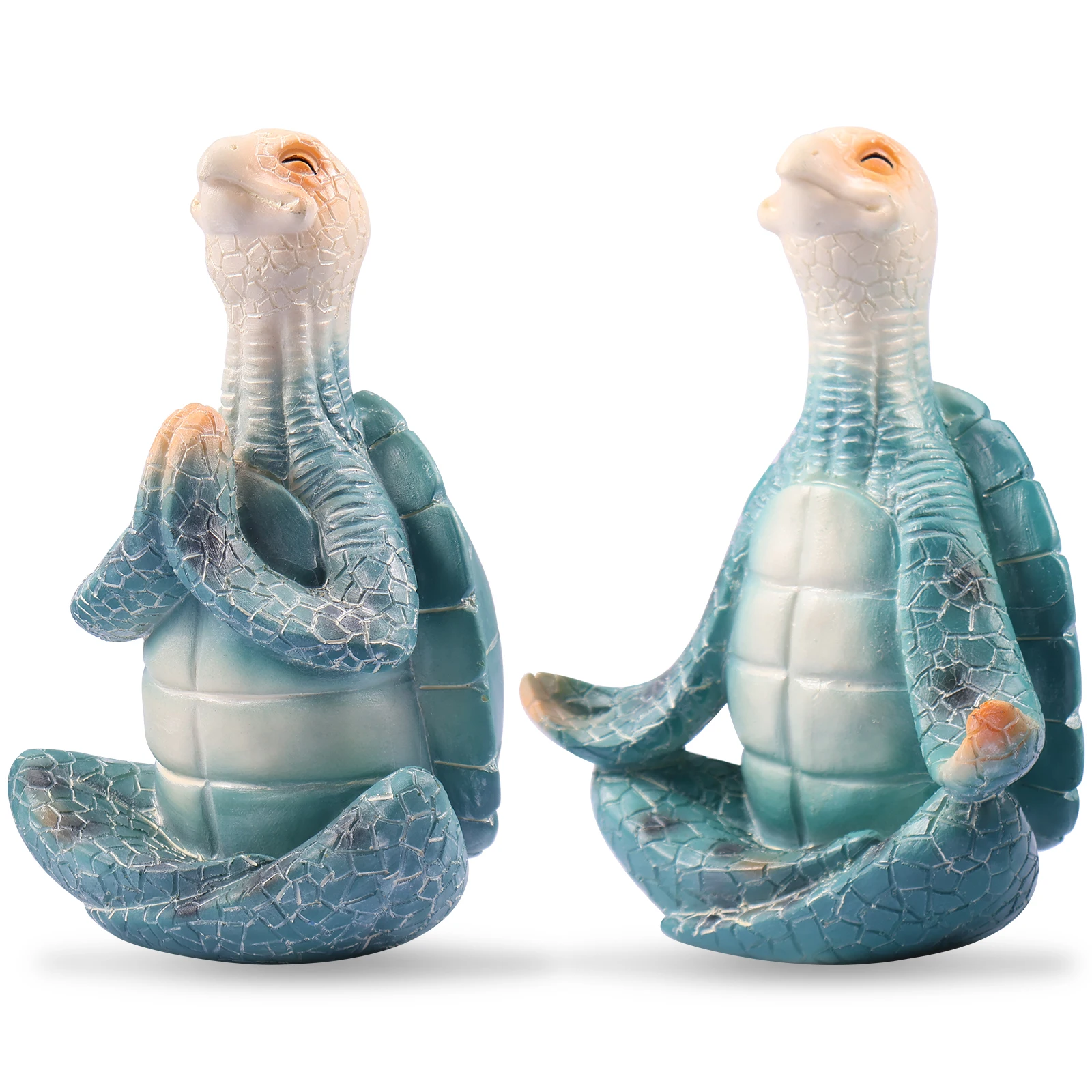 

New 2Pcs Turtle Yoga Figurine for Collection Resin Sea Turtle Meditating Statue Decorative Sea Turtle Sculptures Creative Summer