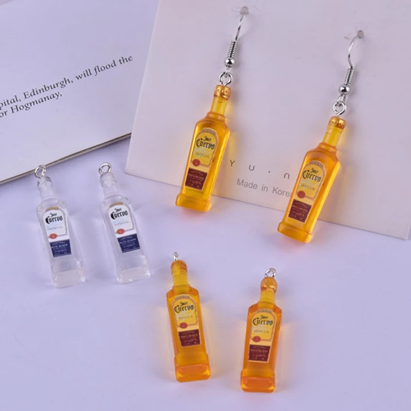 

10Pcs Y2k Fashion 3D Alcohol Bottle Resin Charms Pendant for Jewelry Making Earring Necklace Keychain DIY Findings Supplies