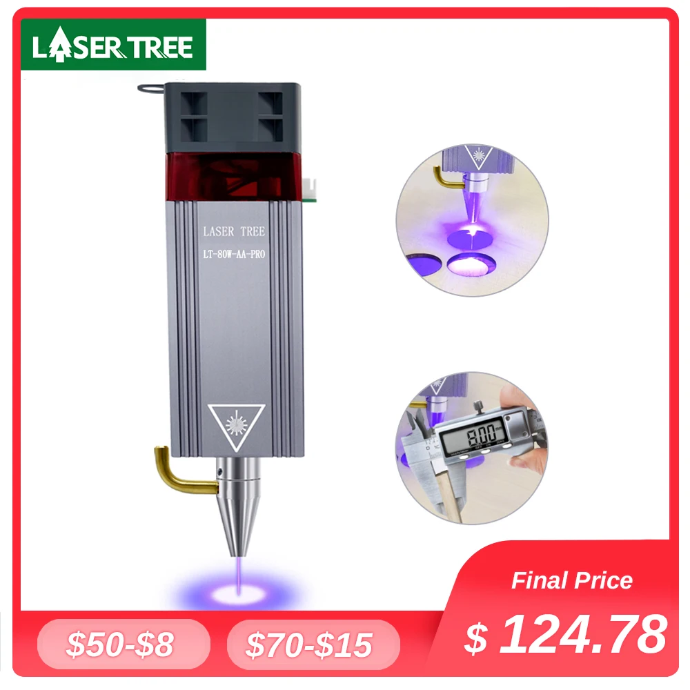 LASER TREE 80W Laser Module Air Assist 20W 40W Laser Head for Laser Engraving Cutting Machine 450nm Blue Light Wood Marking Tool