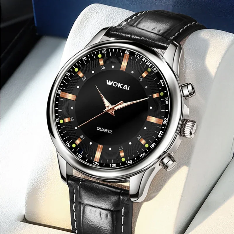 Высококачественные повседневные мужские кварцевые часы с ремешком классические