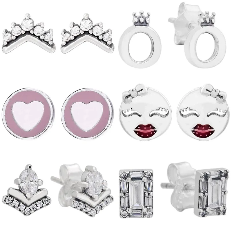 

Оригинальные блестящие серебряные милые эффектные игривые полированные серьги-гвоздики в виде короны или короны для женщин, подарки, попул...