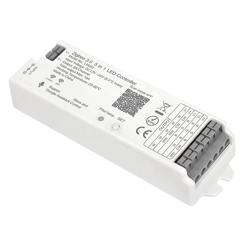 

Контроллер для светодиодной ленты LM052 Zigbee 3,5 в 1, RGB CCT RGBW с регулируемой яркостью, совместим с приложением Smart Life/Alexa Echo