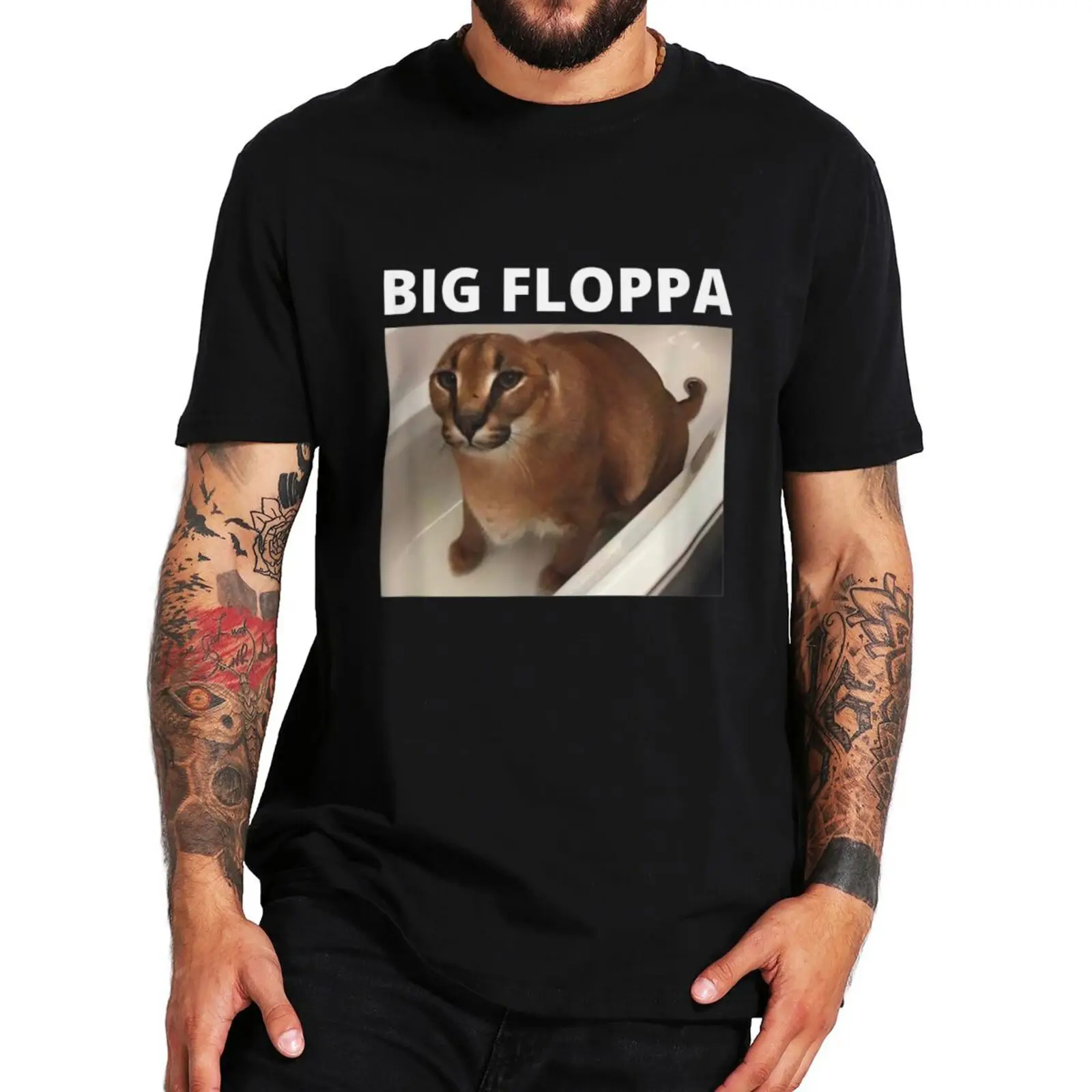 Big Floppa My Beloved Cat Big Ears T Shirt Funny Meme Classic Unisex T-Shirt Short Sleeves 100% Cotton EU Size Camiseta Tops