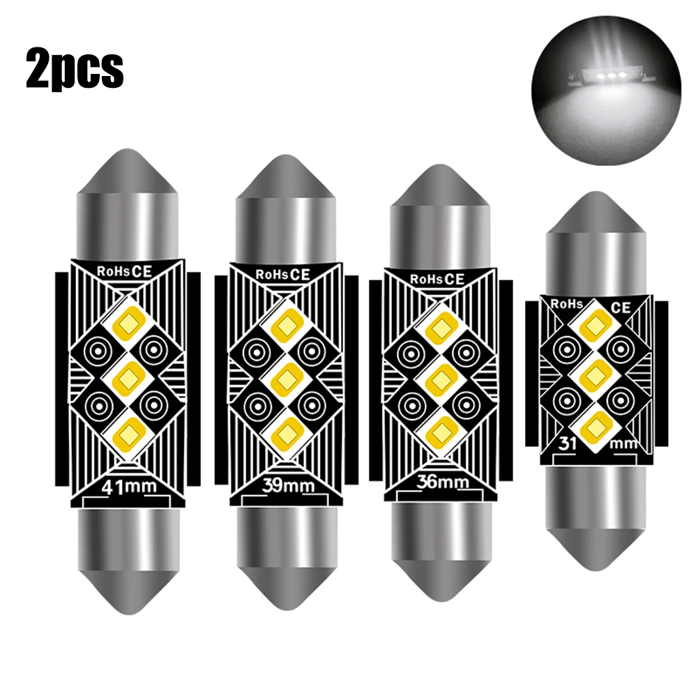 

4pcs License Plate Lights 31MM-41MM Double Tip 3030 3SMD Non-polar Dome Light Car LED Indoor Reading Light