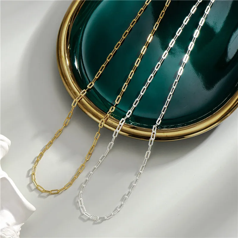 

CH04 925 Sterling Silver Hollow Geometric Chain Necklaces Shiny Gypsophila Necklaces Chokers Hypoallergenic Jewelry for Women
