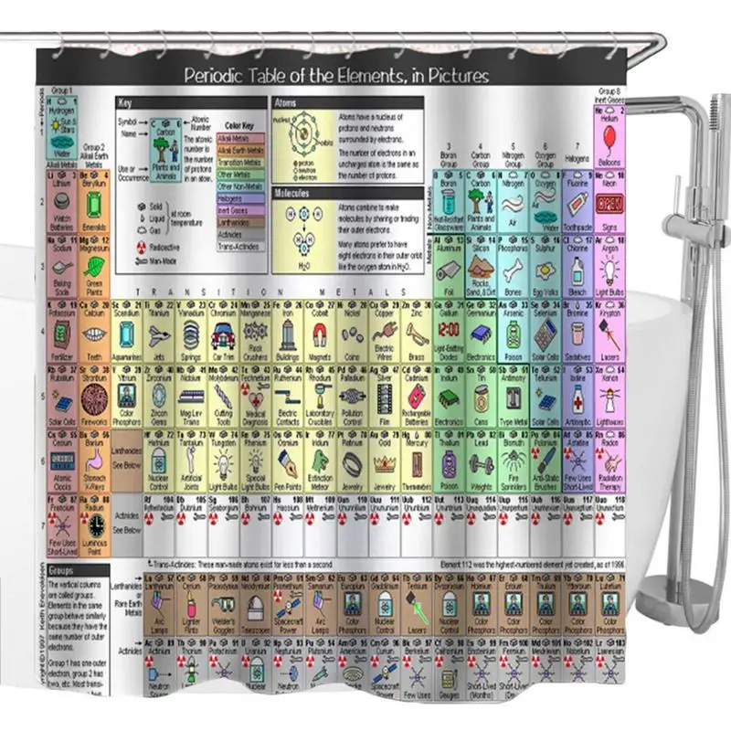 

Periodic Table Of Elements Shower Curtain 3D Digital Printing Polyester Waterproof Curtain For Bathroom Decoration