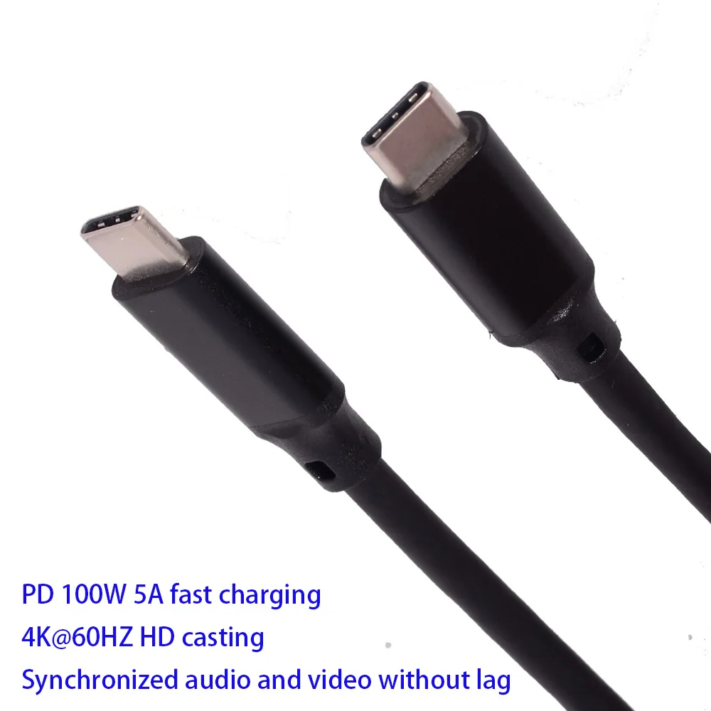 Кабель для передачи данных USB 3 2 Gen2 Type-c папа-папа 100 Вт 5 А чип быстрой зарядки