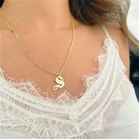 old english initial letter necklace for women stainless steel pendant 3cm gold cuban chain choker necklace men punk jewelry gift