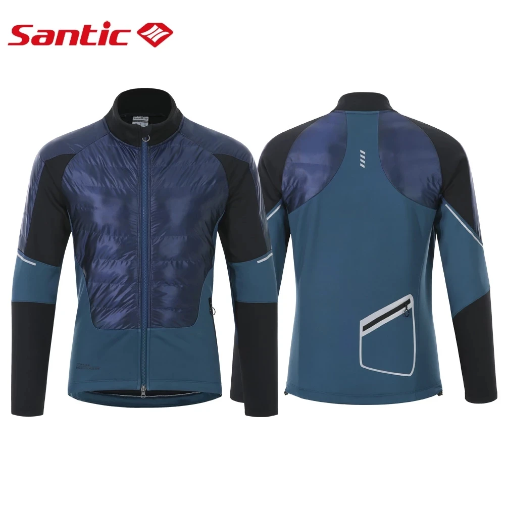 

Santic Cycling Jacket Men's Winter Cycling Jacket Warm Plus Velvet Windproof Cycling Clothes Down Cotton Thermal Tops Rainproof
