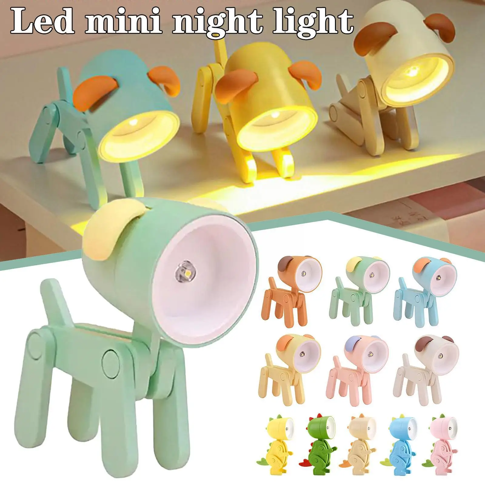 

Mini Cute Led Night Light Pet Shape Light Student Gift Cartoon Room Bedside Living Bedroom Folding Lamp Table Decor Kids Ro E1o1
