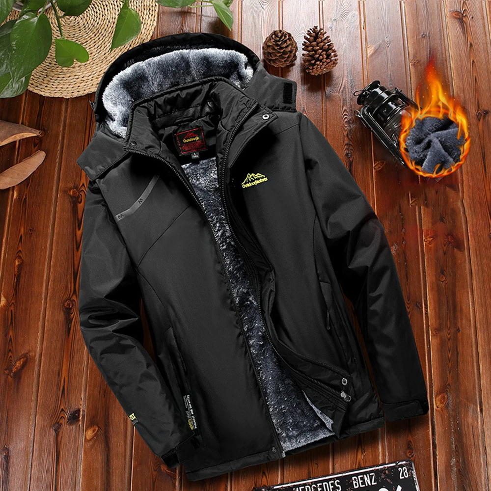 

2022 Winter Casual Men's Jacket Trench Fleece Waterproof Outdoor Thickened Windproof Warm Sports Loose Mountaineering Ski Jacket