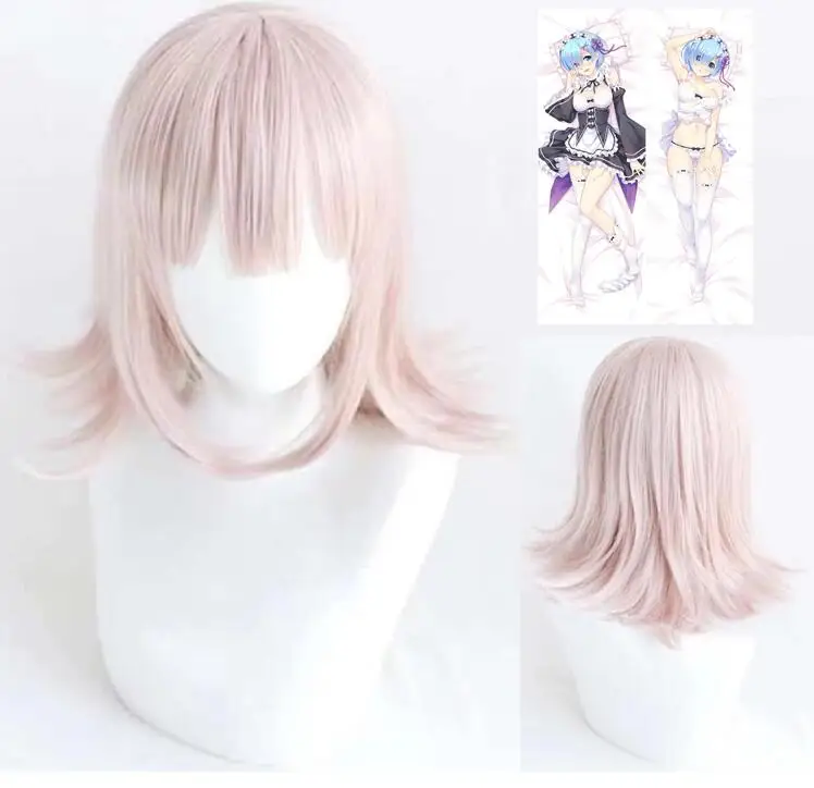 Супер парики Chiaki Nanami Короткие Розовые термостойкие волосы Синтетический Косплей